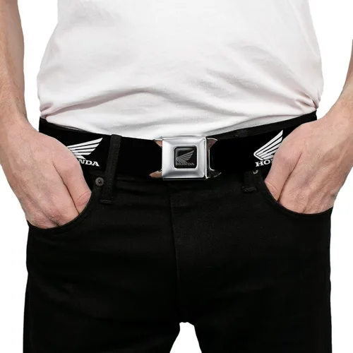 Vista 3 de Buckle-Down Cinturón de seguridad - HONDA Motorcycle Logo Negro/Blanco