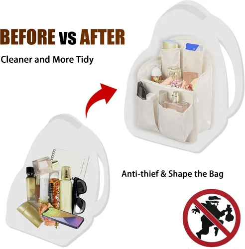Vista 4 de Organizador de bolsa, bolsa divisora de viaje de tela Oxford para hombres o mujeres, forro ligero para bolsa, bolsa organizadora impermeable
