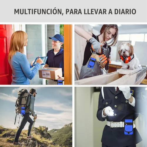 Vista 5 de Funda doble para teléfono, bolsa grande para teléfono inteligente, soporte para teléfono celular con cinturón para iPhone 16/15/14 Pro Max y Azul