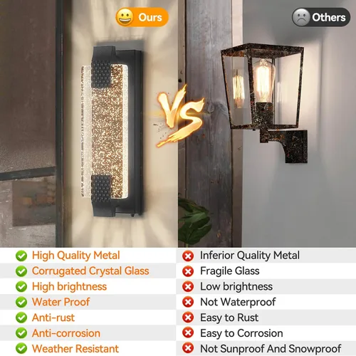 Vista 4 de camuucci Luz para exteriores del anochecer al amanecer, luces LED de porche de 15.7 pulgadas para exteriores, impermeable, moderno, soporte de pared