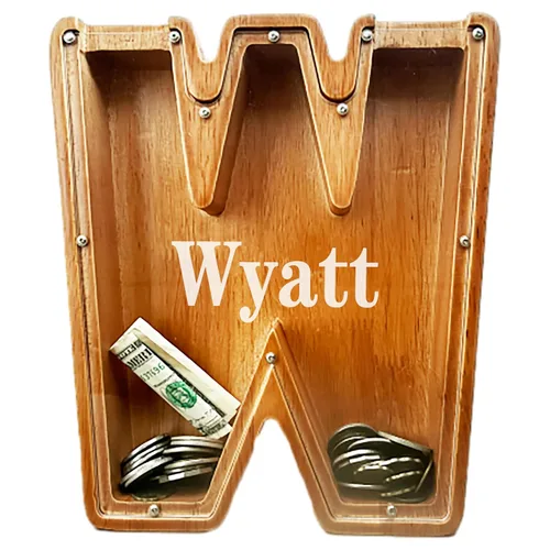 Vista 14 de Alcancía personalizada grande de madera con letras, alcancía de monedas, alcancía personalizada con nombre, puede usarse como regalo de Navidad