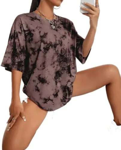Vista 4 de Avanova Camisetas de gran tamaño con diseño de calavera para mujer, diseño de esqueleto vintage, ajuste holgado
