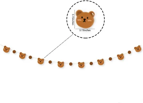 Vista 5 de Cartel de feliz cumpleaños con tema de oso con lindo cartel de oso, decoración de banderines para fiesta de cumpleaños, suministros para fiesta