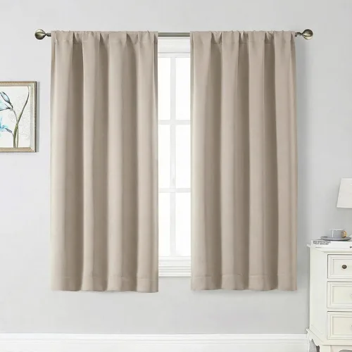 Vista 208 de Cortinas opacas para dormitorio, sala de estar, juego de 2 paneles de 54 pulgadas de largo, cortinas de oscurecimiento de habitación con aislamiento