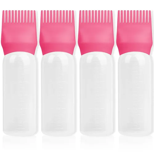 Vista 9 de Paquete de 2 herramientas aplicadoras de peine de raíces de 6 onzas, botella aplicadora de aceite para el cabello con dispensador de aceite