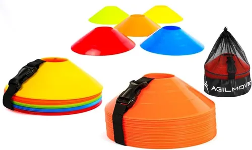 Vista 9 de Conos de fútbol flexibles (juego de 60/50/40/25) con bolsa de malla y correa, conos deportivos para fútbol, baloncesto, equipo de entrenamiento