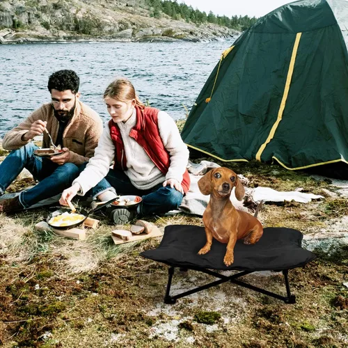 Vista 7 de Cama elevada para perro, catre elevado portátil para mascotas para exteriores e interiores, cama plegable para perro con cómoda bolsa de transporte