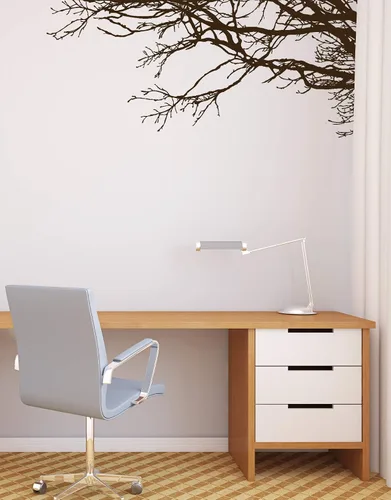 Vista 8 de Adhesivo decorativo para pared de árbol grande, ramas negras semi-brillantes, (21 x 50 pulgadas) de izquierda a derecha. Extraíble, no necesita