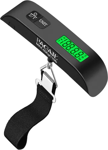 Vista 16 de BAGAIL Báscula digital de equipaje, báscula de equipaje colgante de 110 libras con pantalla LCD retroiluminada, báscula de pesaje portátil