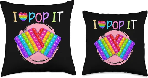 Vista 3 de Kids And Children I Love Popit, Niño, Jugar, Juguetes Pop It Almohada de 16 x 16, Multicolor