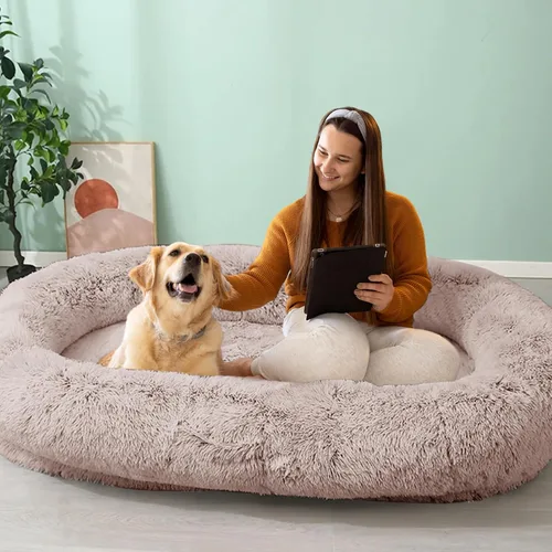 Vista 17 de JOLLYVOGUE - Cama para perros y gatos, cama relajante y antiestrés para mascotas y perros pequeños, cojín esponjoso en forma de dona para mascotas