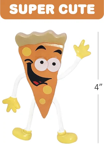 Vista 4 de ArtCreativity Figuras de pizza flexibles, paquete de 12 juguetes para ansiedad para niños, divertidos recuerdos de fiesta de pizza, rellenos