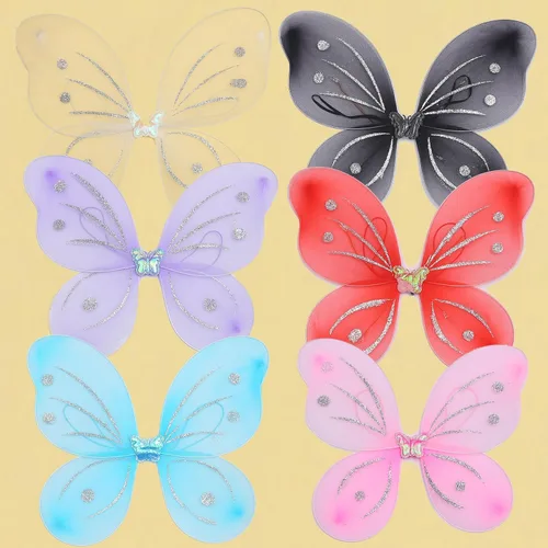 Vista 8 de 6 alas de hada para niñas, alas de mariposa para disfraces de hadas, alas de ángel, disfraces de princesa para Halloween