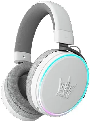 Vista 7 de HOF Maestro - Auriculares USB para juegos con cable blanco mate, sonido envolvente virtual 7.1, orejeras desmontables de tela transpirable y espuma