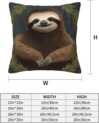 Vista 4 de Fundas de almohada con estampado de perezoso, fundas de cojín suaves para sofá, fundas de cojín duraderas, fundas de almohada cuadradas