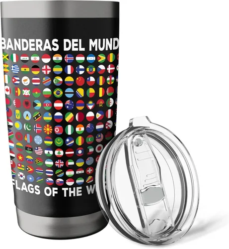 Vista 5 de World Flag Ideas For Kids & Banderas Del Mundo Geography Stainless Steel Insulated Tumbler