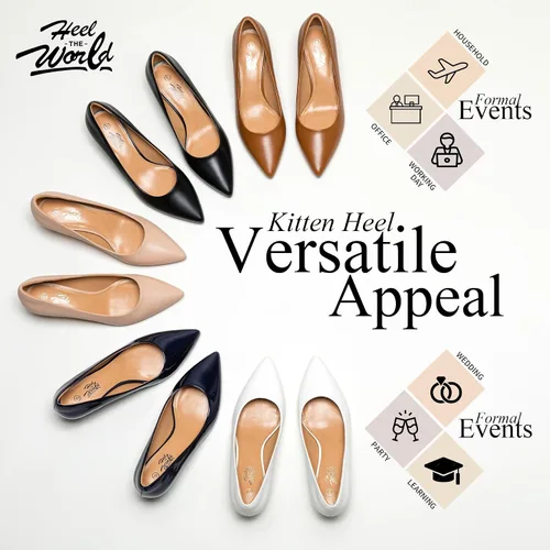 Vista 4 de Heel The World Zapatos de tacón para mujer con tacones de gatito de 2 pulgadas, cómodos zapatos de vestir para bodas y fiestas u oficina