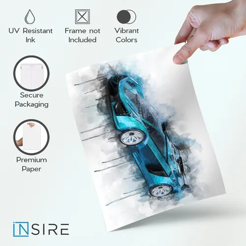 Vista 5 de Insire Juego de 6 impresiones de póster de acuarela para automóvil