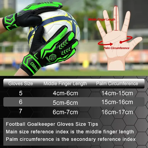 Vista 7 de Guantes de portero de fútbol para niños, jóvenes y adultos, guantes de portero de fútbol de agarre fuerte con protección para los dedos