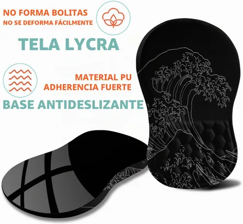 Vista 6 de Alfombrilla ergonómica para ratón con soporte de muñeca con espuma viscoelástica con protuberancia de masaje, alfombrilla para ratón de alivio
