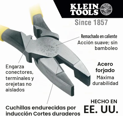 Vista 2 de Klein Tools 80086 Journeyman - Juego de alicates fabricados en Estados Unidos, corte lateral de alto apalancamiento, diagonal, alicates de punta