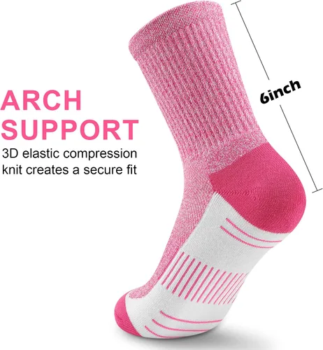 Vista 3 de cuangya Calcetines deportivos de compresión acolchados para mujer, 5 pares