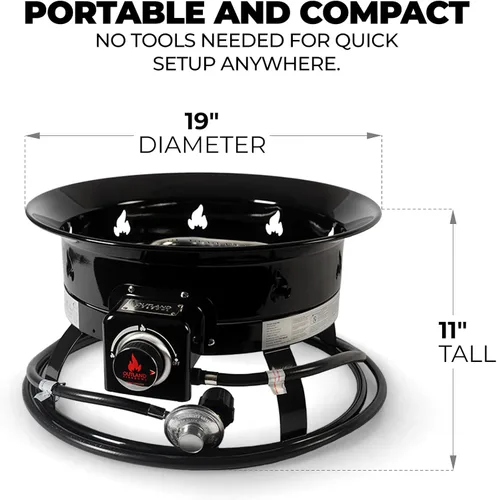 Vista 6 de Outland Living - Chimenea de propano portátil de 19 pulgadas, 58,000 BTU de gas sin humo Perfecta para camping, patio, jardín, tailgating