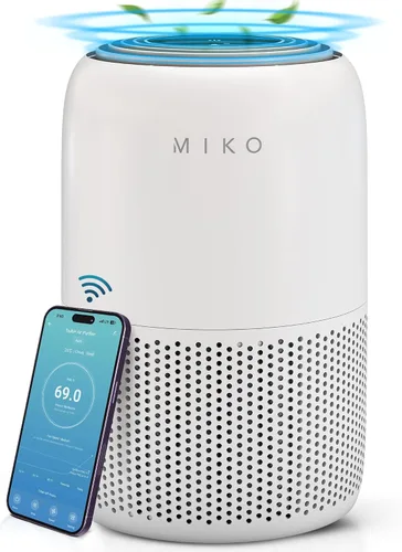 Vista 9 de MIKO Purificador de aire para dormitorio con filtro HEPA 3 en 1 y modo de sueño, silencioso como un susurro, cubre hasta 1200 pies cuadrados