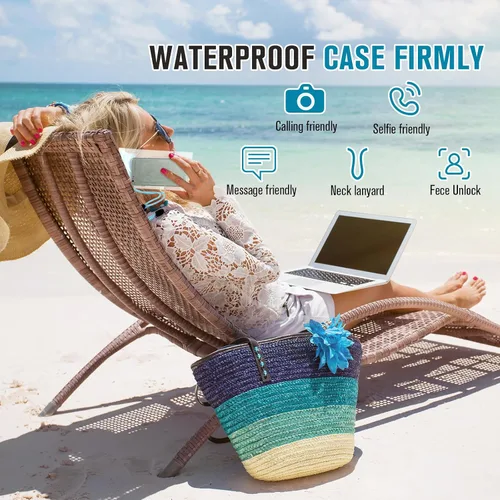 Vista 6 de Flutesan Paquete de 50 bolsas transparentes impermeables para teléfono, funda universal impermeable para teléfono, bolsa seca con cordón