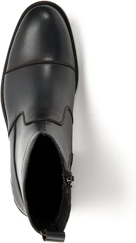 Vista 3 de Botas de vestir Chelsea para hombre, botas altas o medias, sin cordones, para negocios, de cuero genuino, para trabajo, uso diario, zapatos casuales