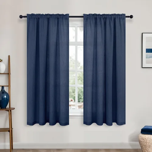 Vista 7 de KOUFALL Juego de 2 cortinas de puerta francesa, cortinas de lino para puerta/ventana, cortina transparente boho para cristal lateral delantero