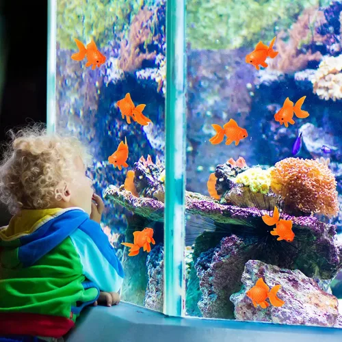 Vista 4 de 12 piezas de peces artificiales falsos para acuario, pecera de peces, terrario, decoración flotante en movimiento, adorno de pez dorado de plástico