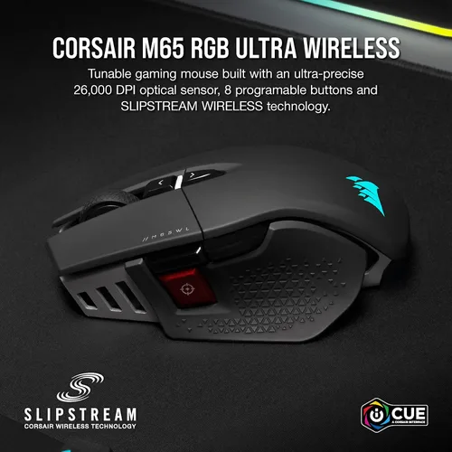 Vista 2 de Corsair M65 RGB Ultra inalámbrico, FPS sintonizable Ratón inalámbrico