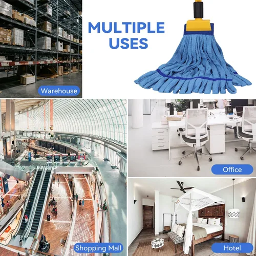 Vista 7 de Cabezales de trapeador de microfibra de repuesto para cabezal de fregona comercial de servicio pesado para limpieza de suelos: 3 paquetes