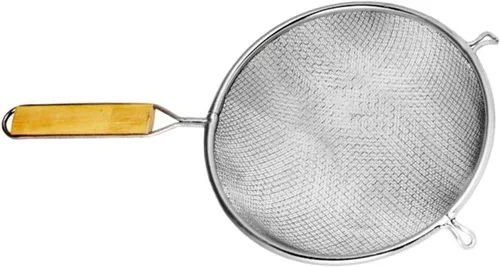 Vista 4 de TrueCraftware - Colador de malla de estaño fino doble de 6 pulgadas de longitud de mango de madera de 6-3/4 pulgadas - Utensilios de cocina, colador