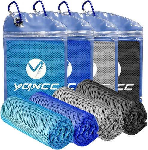 Vista 7 de YQXCC - Paquete de 4 toallas de enfriamiento (40 x 12 pulgadas) para cuello, toalla de enfriamiento de microfibra, toalla fría suave y transpirable