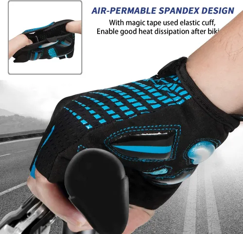 Vista 5 de BIKINGMOREOK Guantes de ciclismo para hombres y mujeres, guantes de bicicleta transpirables, almohadillas de gel de 0.197in, guantes de bicicleta