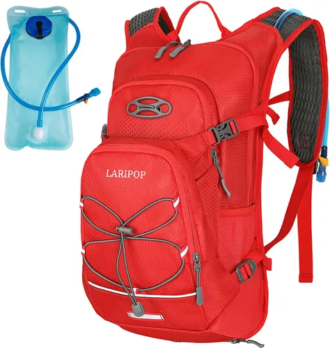 Vista 7 de LARIPOP Mochila de hidratación, mochila de senderismo de 18 L con bolsa de agua de 2 L, paquete de agua ligera para ciclismo, senderismo, ciclismo