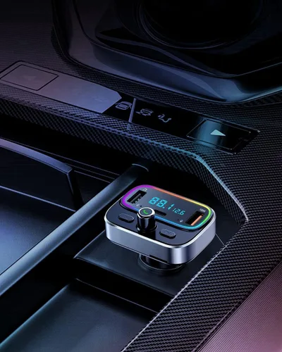 Vista 7 de Transmisor FM Bluetooth 5.4 para kit de adaptador de radio inalámbrico para automóvil, micrófono dual de llamadas manos libres, carga rápida de 18 W