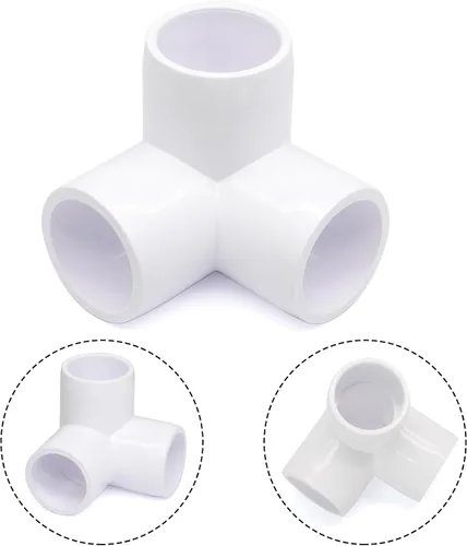 Vista 6 de Litoexpe 4 conectores de codo de PVC de 3 vías de 1/2 pulgada y 3 vías, conector de codo de grado para muebles, conector de tubería de tres vías