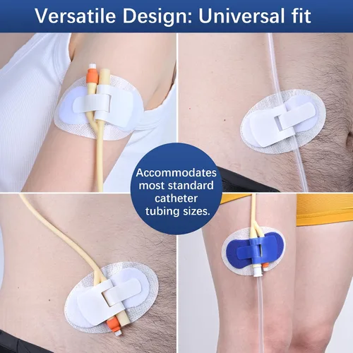 Vista 2 de Dispositivo de estabilización del catéter de Foley, adhesivo autoajustable para tubo de catéter, soporte adhesivo para bolsa de pierna urinaria