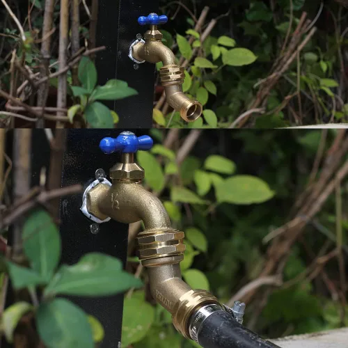 Vista 4 de Conector de codo de manguera de jardín, accesorios de tubería de latón macizo de 45 grados, codo de manguera, elimina el estrés y la tensión