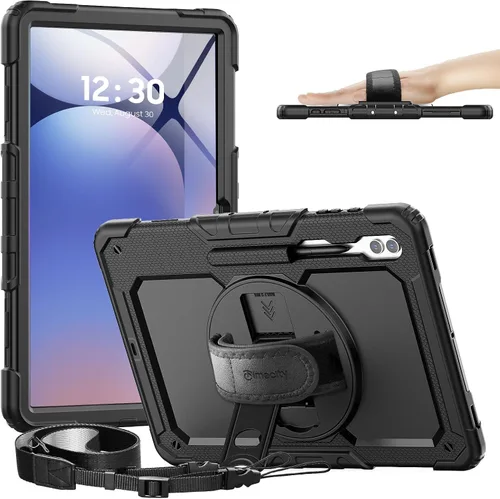 Vista 29 de Timecity - Funda protectora resistente para Samsung Galaxy Tab S10 Lite, S10 FE, S9 FE 5G, S9, 10.9 y 11 pulgadas, con protector de pantalla, Negro