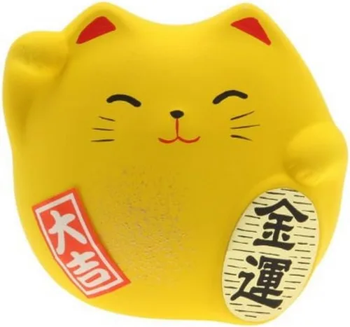 Vista 3 de JapanBargain Figura japonesa de gato de la suerte de Maneki Neko, estatua de cerámica de gato de la fortuna de Feng Shui para riqueza y buena