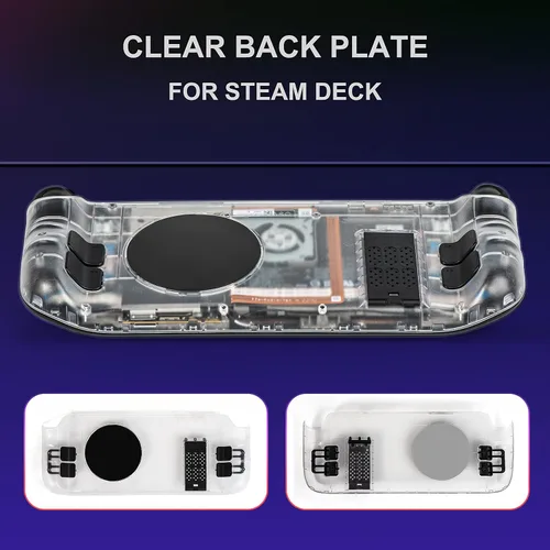 Vista 2 de DEVASO Transparent Back Plate for Steam Deck, Replacement Shell Case Set for Steam Deck, Heat-Dissipation Back Cover with Stand, Can Be Externally