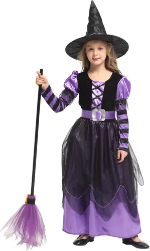 Vista 6 de Narecte Halloween Costumes for Girls Halloween Costumes,Witch Costume for Girls Witch Costume,Kids Witch Costume