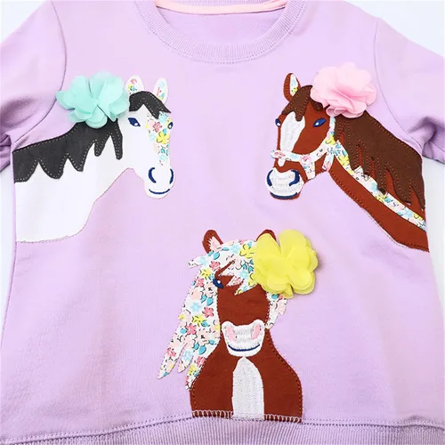 Vista 3 de HILEELANG Sudaderas de algodón para niña, estilo casual, cuello redondo, manga larga, suéter
