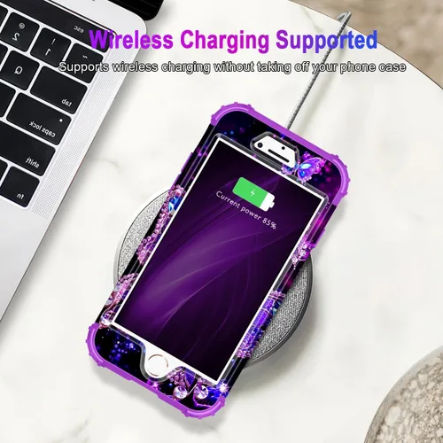 Vista 7 de Miqala Funda compatible con iPhone 8 Plus, iPhone 7 Plus, que brilla en la oscuridad, tres capas, resistente a los golpes, parachoques de plástico