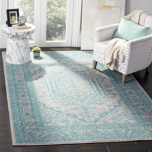 Vista 47 de SAFAVIEH ADR108B - Tapete de la colección Adirondack, 2 pies 1 pulgada x 6 pies, marfil y plateado, diseño de medallón oriental, no desprende