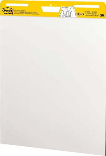 Vista 4 de Post-it Super Sticky Easel Pad 25 in x 30 in White 30 Sheets/Pad 2 Pad/Pack Large White Premium Self Stick Flip Chart Paper Super Sticking Power